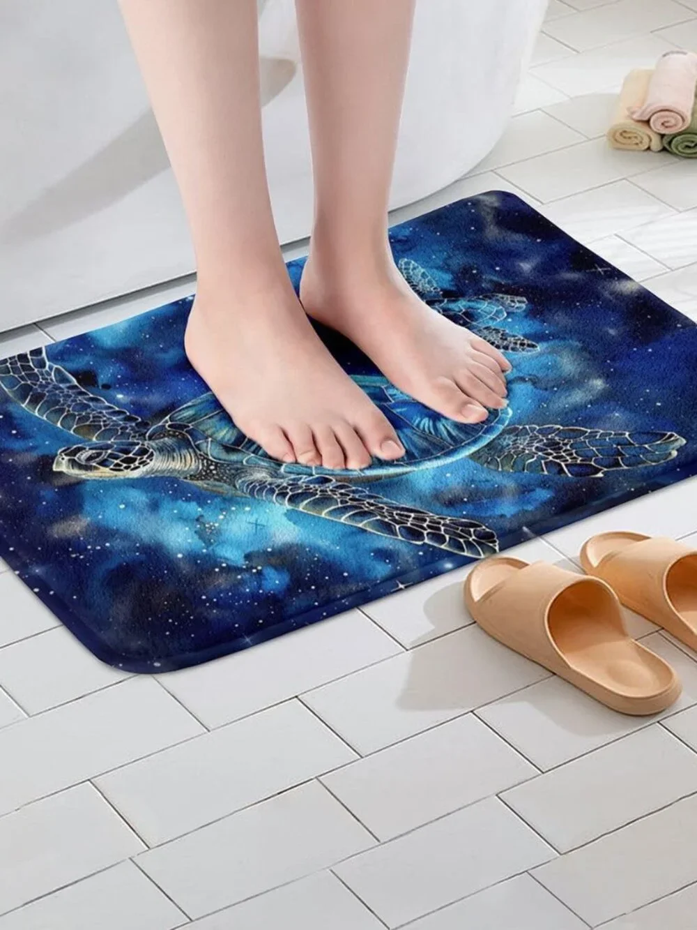 Sea Turtles Kids Bath Mat,Sealife Ocean Marine Animal Mats Rugs,Girls Boys Room